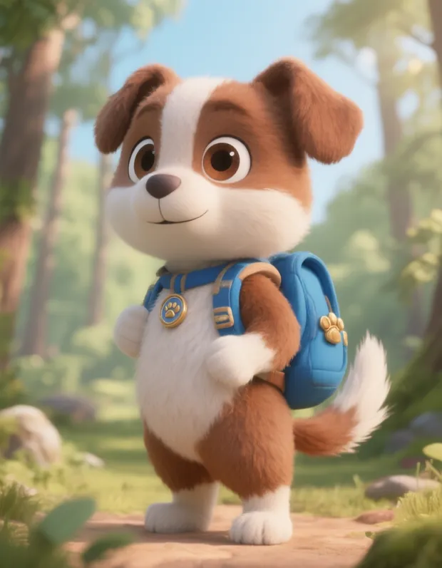 Jibby the brown-and-white puppy